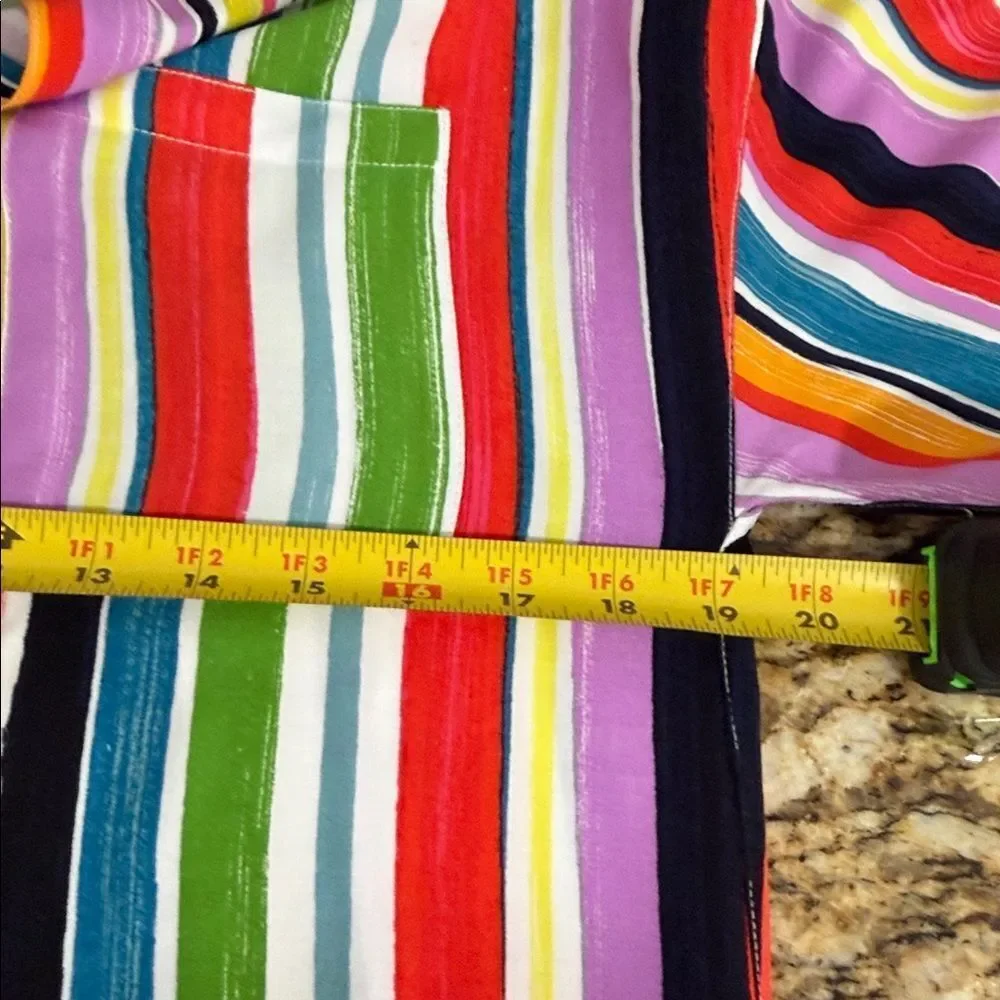 Anne Cole Colorful Striped Tunic Shirt Cover-Up Button Front Size XS